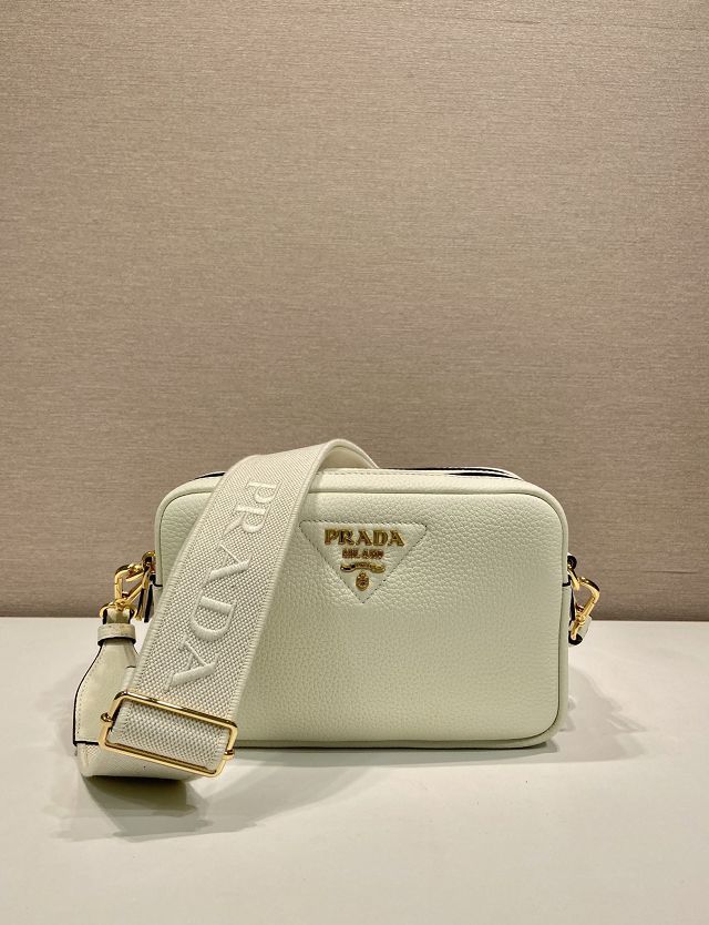 Prada original calfskin small shoulder bag 1BD082 white
