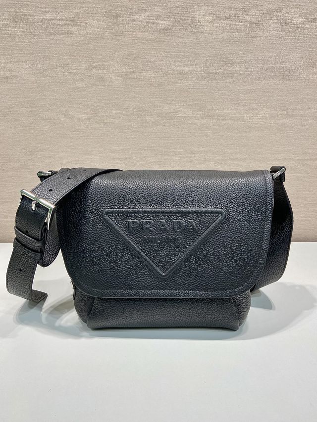 Prada original calfskin small shoulder bag 2VD056 black