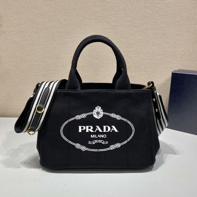 Prada original canvas jardiniere medium handbag 1BG439 black