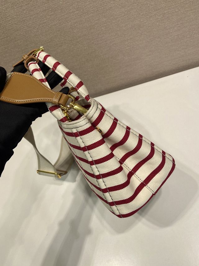 Prada original canvas jardiniere mini handbag 1BA038 white&burgundy