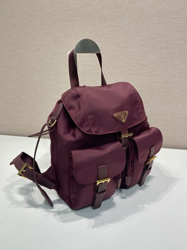 Prada original nylon small backpack 1BZ677 burgundy