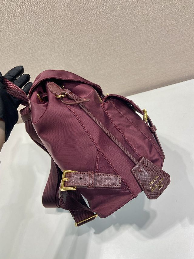 Prada original nylon small backpack 1BZ677 burgundy
