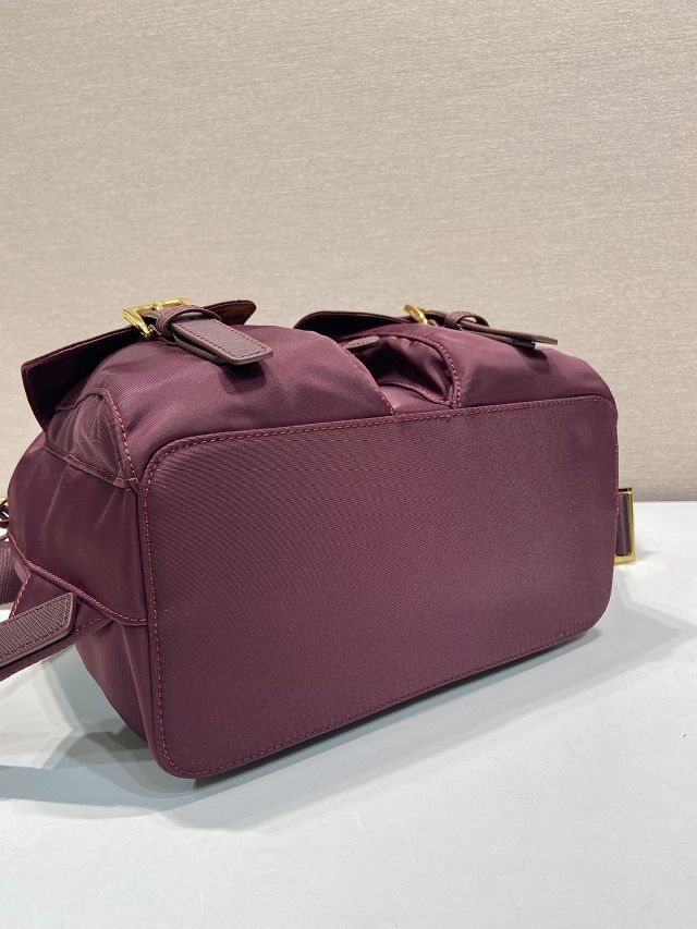 Prada original nylon small backpack 1BZ677 burgundy