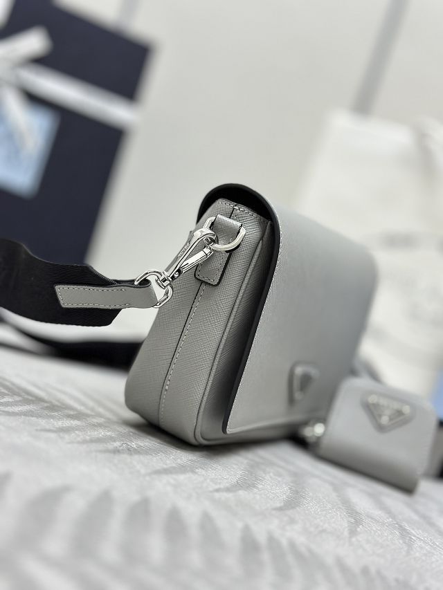 Prada original saffiano calfskin small shoulder bag 2VD059 grey