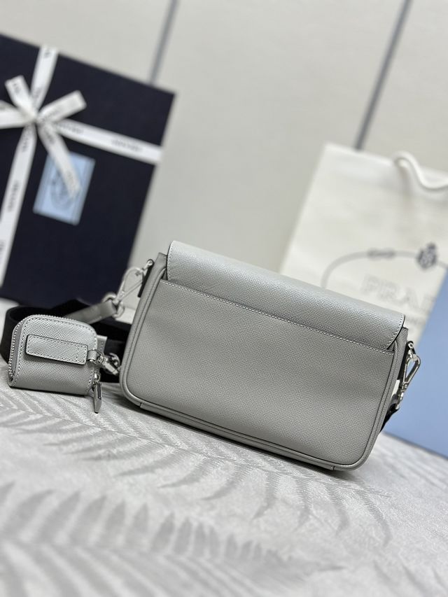 Prada original saffiano calfskin small shoulder bag 2VD059 grey