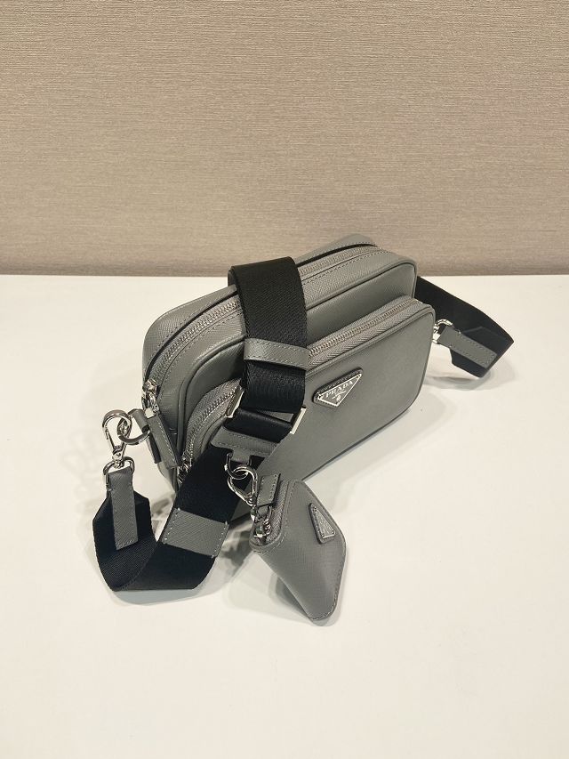 Prada original saffiano calfskin small shoulder bag 2VH170 grey