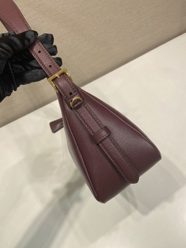 Prada original soft calfskin aimee medium shoulder bag 1BC229 burgundy