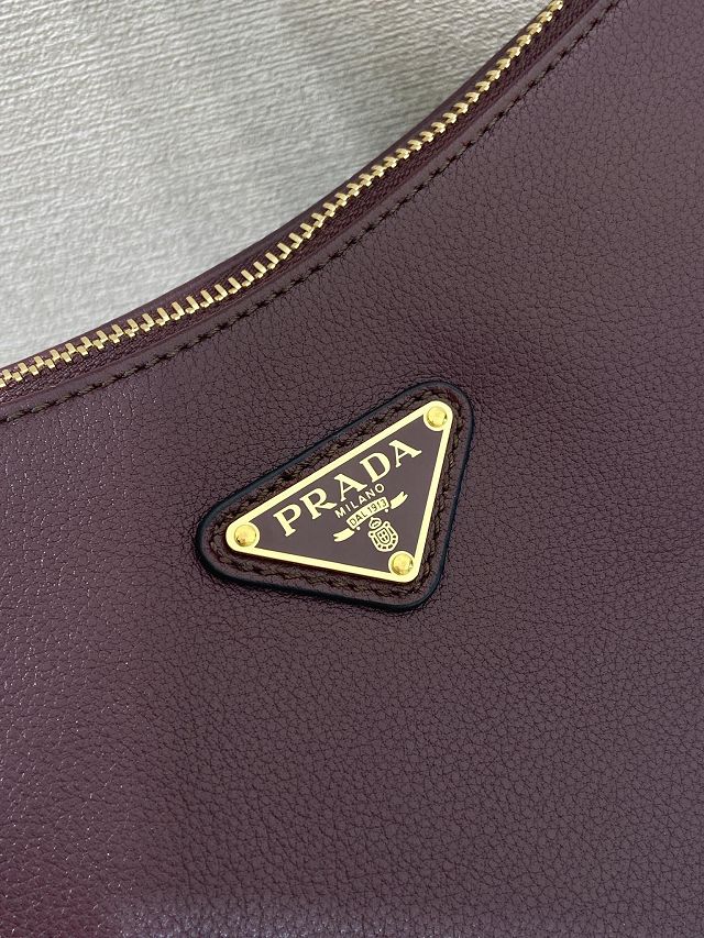 Prada original soft calfskin aimee medium shoulder bag 1BC229 burgundy