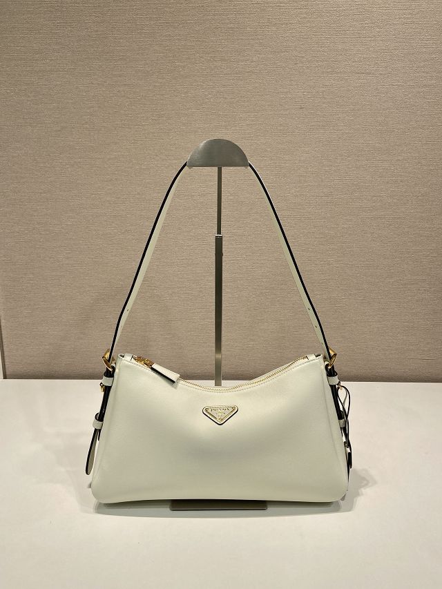 Prada original soft calfskin aimee medium shoulder bag 1BC229 white