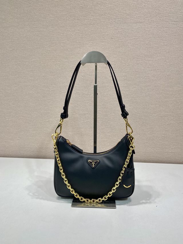 Prada original soft calfskin re-edition mini bag 1BC204 black