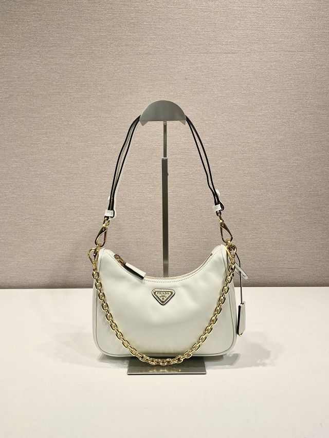 Prada original soft calfskin re-edition mini bag 1BC204 white