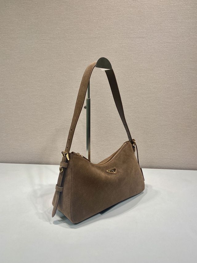Prada original suede aimee medium shoulder bag 1BC229 brown