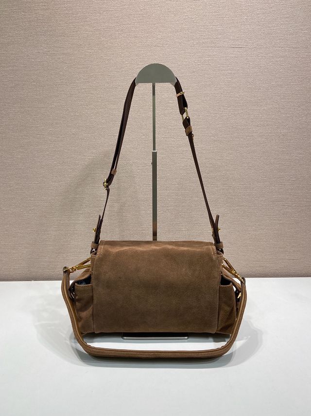 Prada original suede explore medium shoulder bag 1BD394 brown