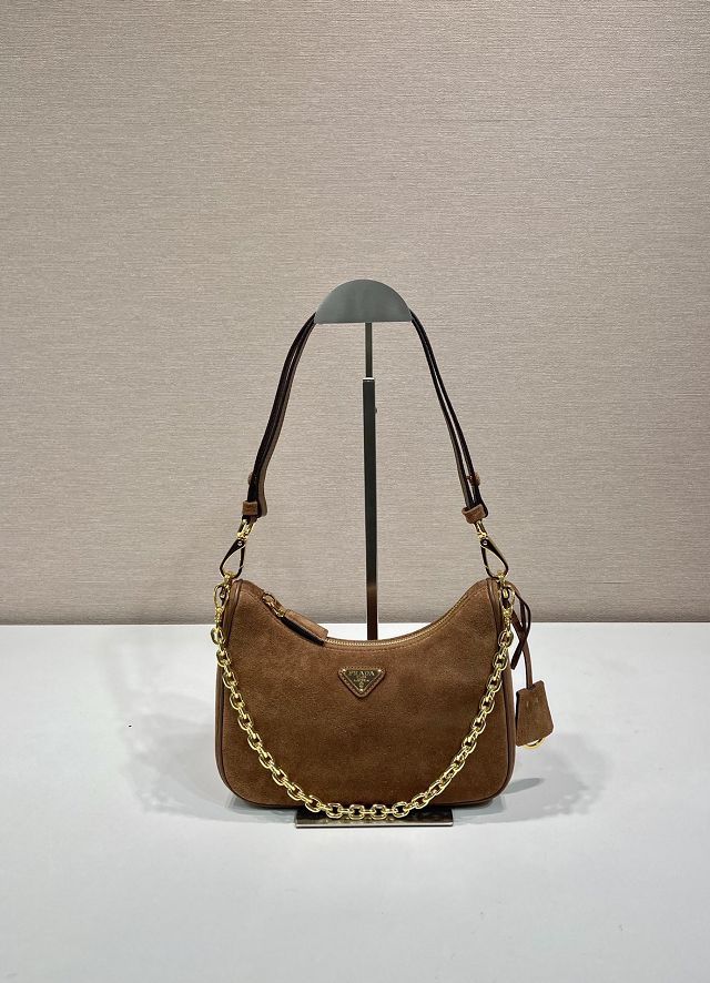 Prada original suede re-edition mini bag 1BC204 brown