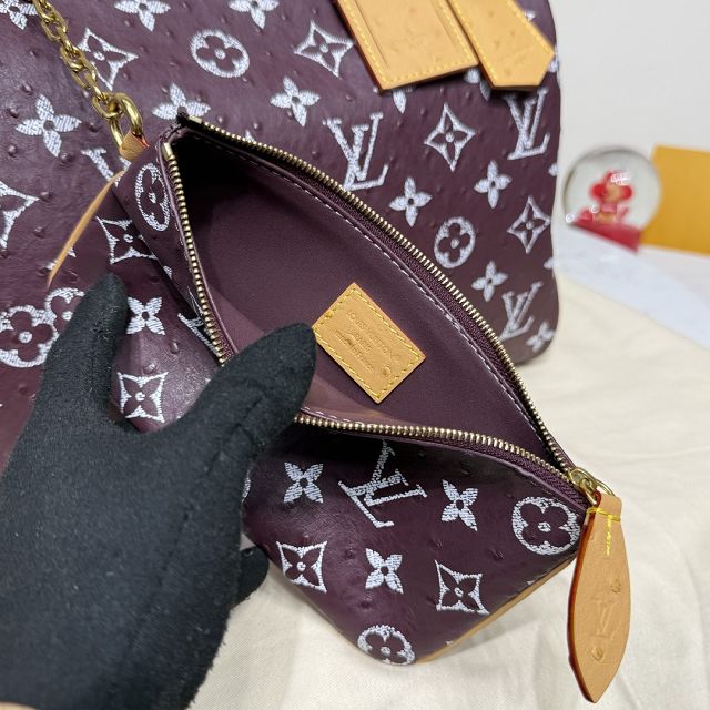 Louis vuitton original ostrich calfskin speedy P9 40 N85703 burgundy