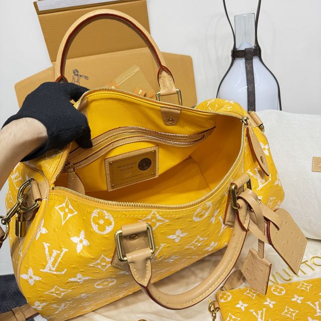 Louis vuitton original ostrich calfskin speedy P9 40 N85703 yellow