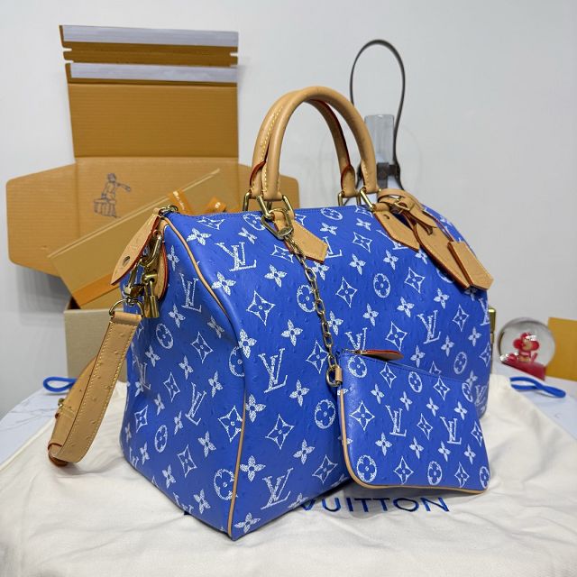 Louis vuitton original ostrich calfskin speedy P9 40 N87523 blue