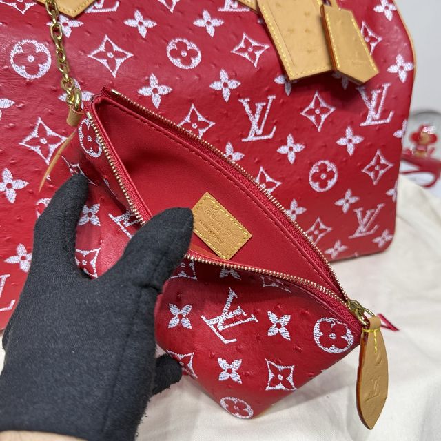 Louis vuitton original ostrich calfskin speedy P9 40 N87523 red
