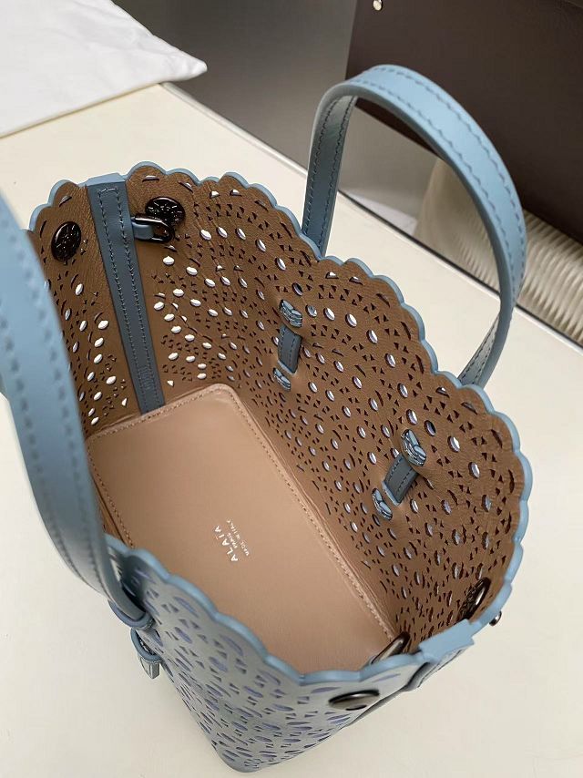 Alaia original vienne wave calfskin mina 16 bag AL0005 light blue