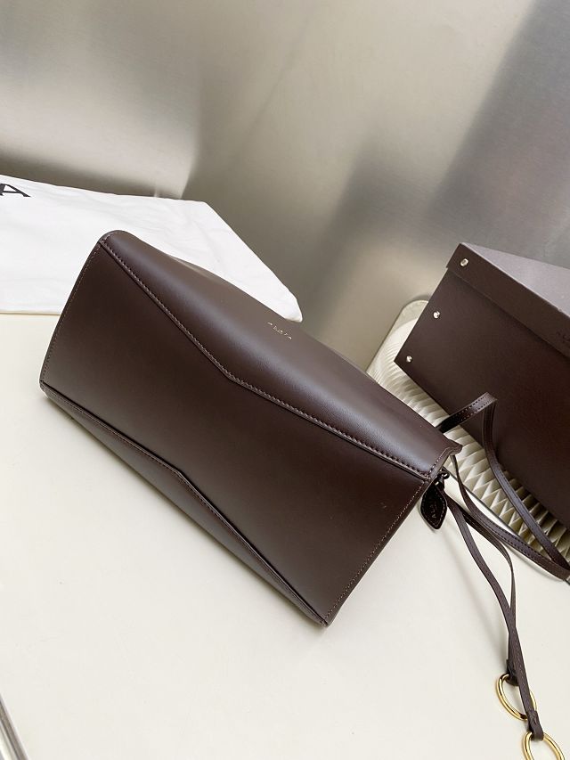 Alaia original calfskin le click small square bag AL0017 dark brown