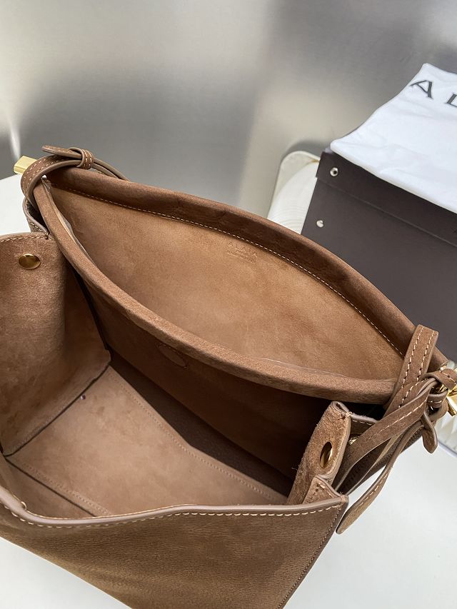 Alaia original nubuck calfskin le click small square bag AL0017 brown