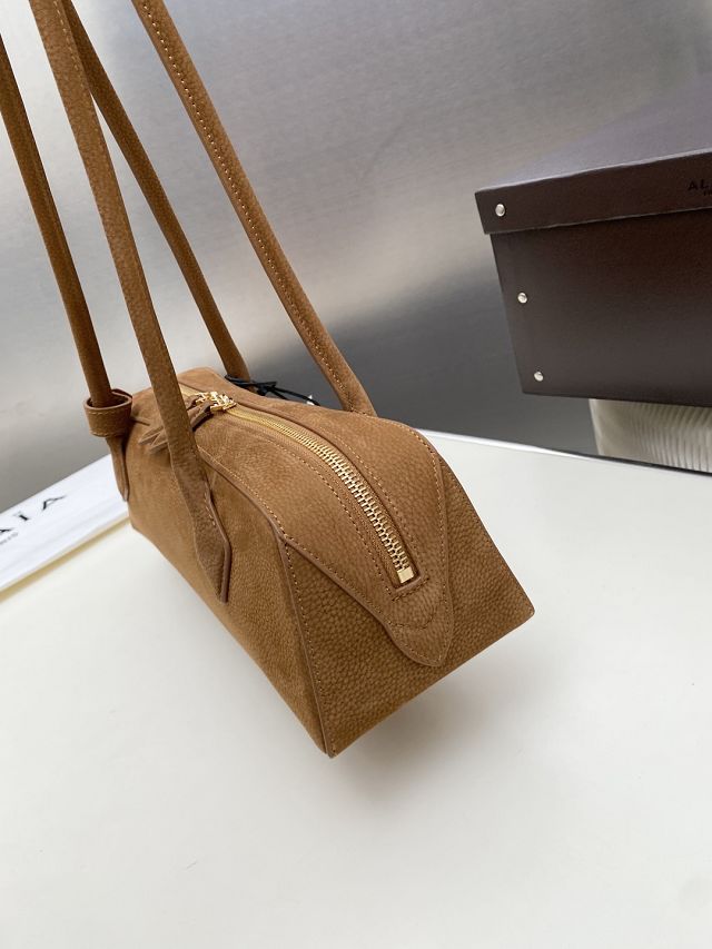 Alaia original nubuck calfskin le teckel medium bag AL0024 brown