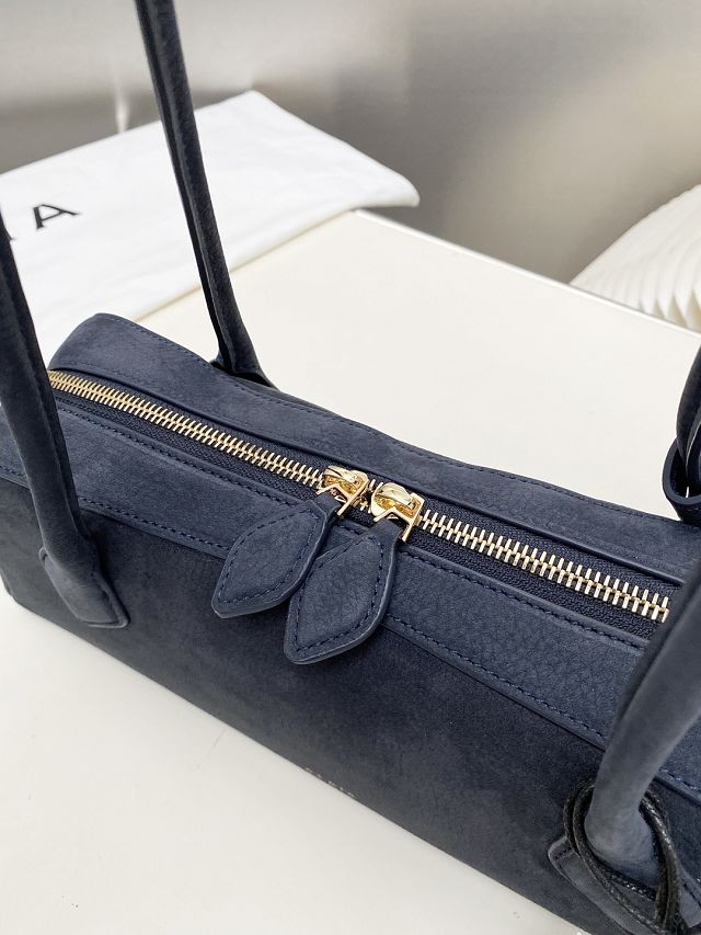 Alaia original nubuck calfskin le teckel medium bag AL0024 navy blue