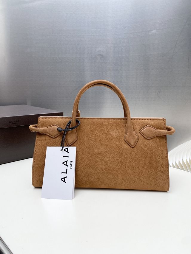 Alaia original nubuck calfskin medium le teckel tote bag AL0016 brown
