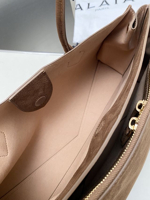 Alaia original nubuck calfskin teckel large tote bag AL0013 brown