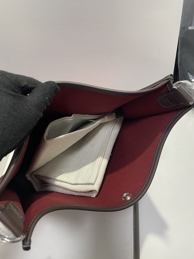 Hermes original canvas evelyne pm shoulder bag E29 bordeaux