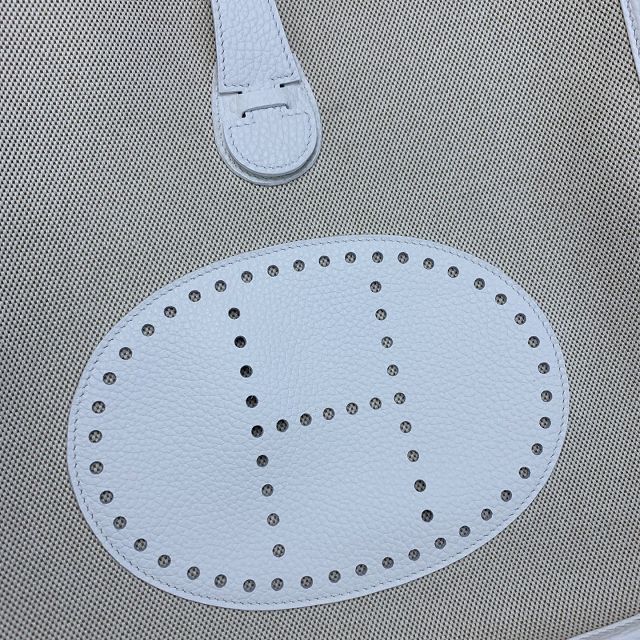 Hermes original canvas evelyne pm shoulder bag E29 white