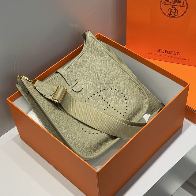 Hermes original togo leather evelyne pm shoulder bag E29 sauge