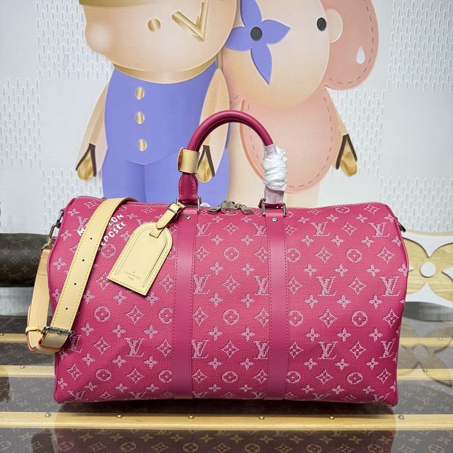 Louis vuitton monogram canvas keepall 45 M26868 rose red