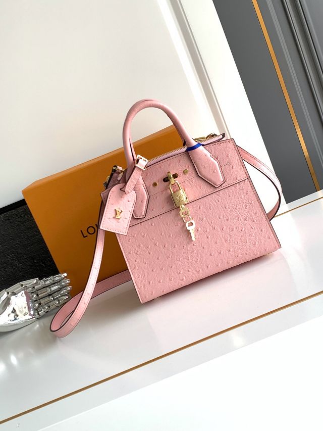 Louis vuitton original ostrich calfskin city steamer mini bag M85454 pink