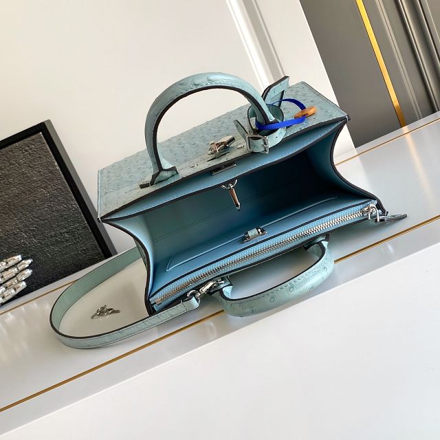 Louis vuitton original ostrich calfskin city steamer mm bag M84079 blue
