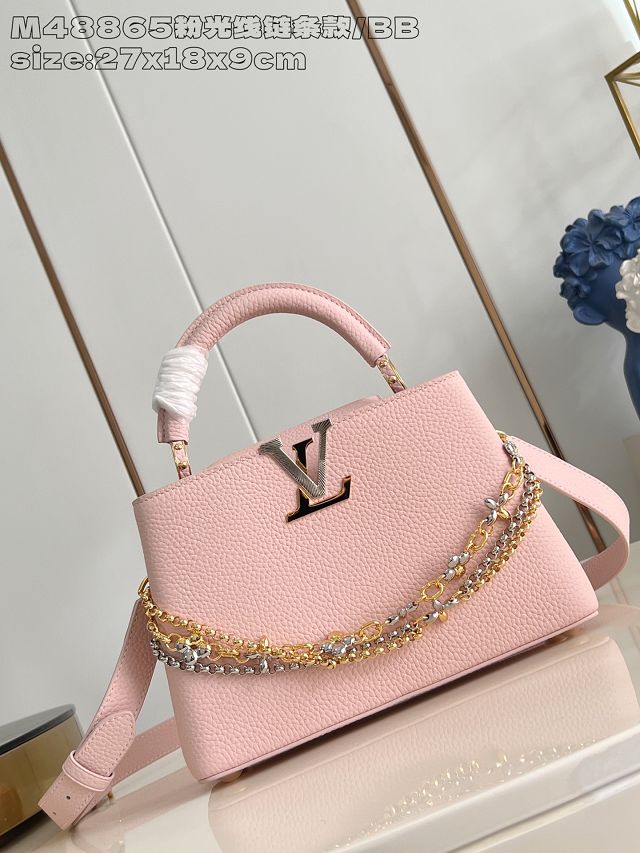 Louis vuitton original calfskin capucines BB handbag M26814 pink
