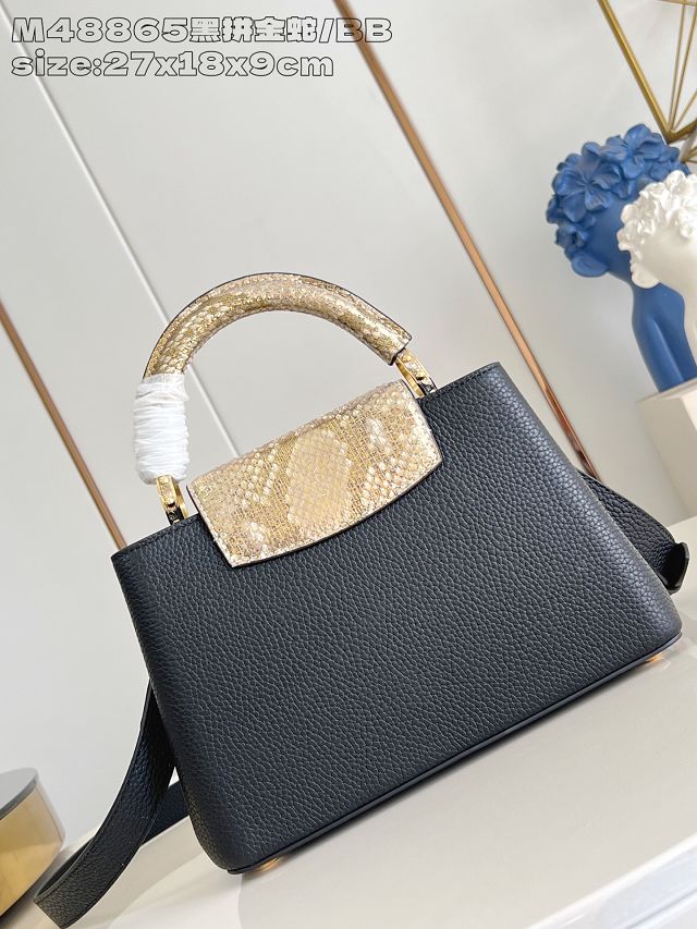 Louis vuitton original calfskin capucines BB handbag N89369 black