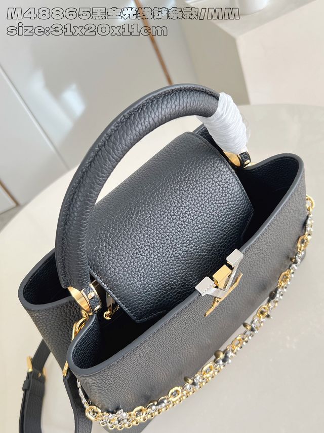 Louis vuitton original calfskin capucines MM handbag M27035 black