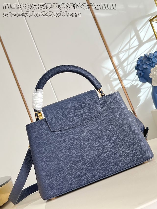 Louis vuitton original calfskin capucines MM handbag M27035 blue