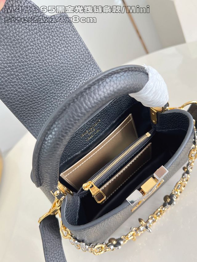 Louis vuitton original calfskin capucines mini handbag M26351 black
