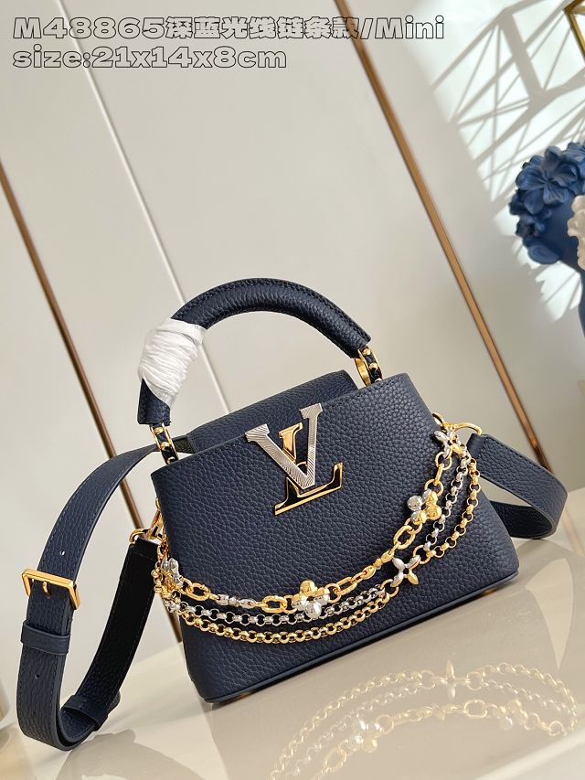 Louis vuitton original calfskin capucines mini handbag M26351 blue