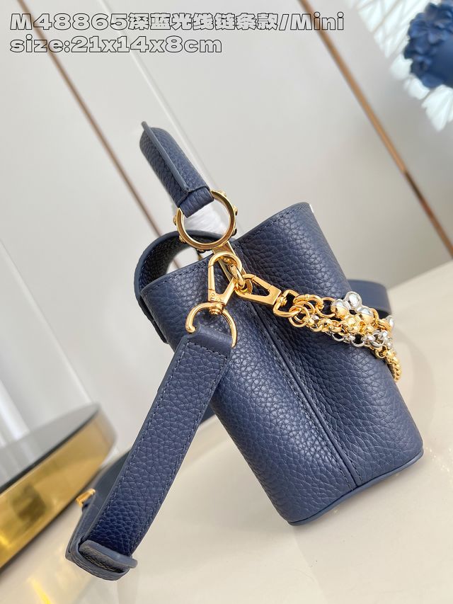Louis vuitton original calfskin capucines mini handbag M26351 blue