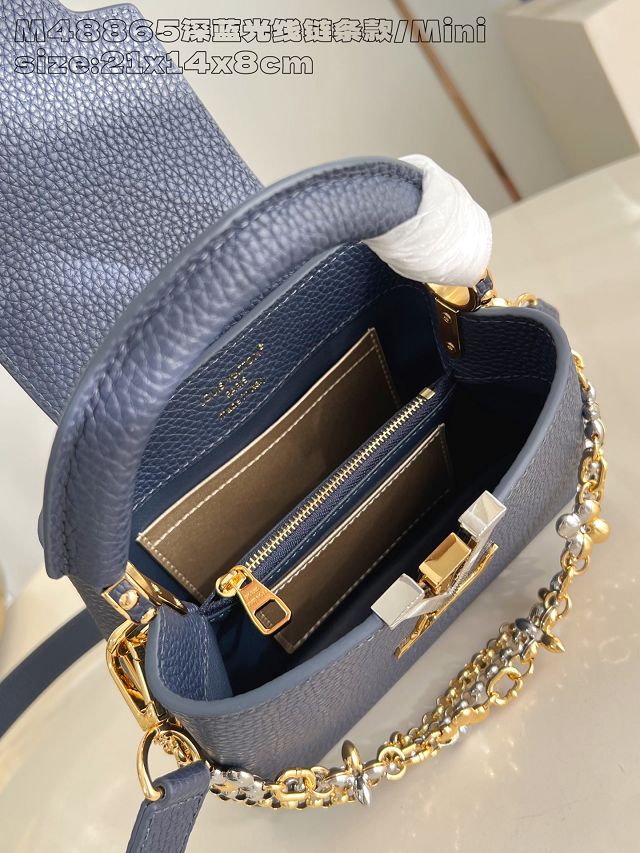 Louis vuitton original calfskin capucines mini handbag M26351 blue