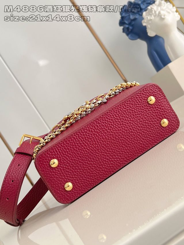 Louis vuitton original calfskin capucines mini handbag M26351 wine