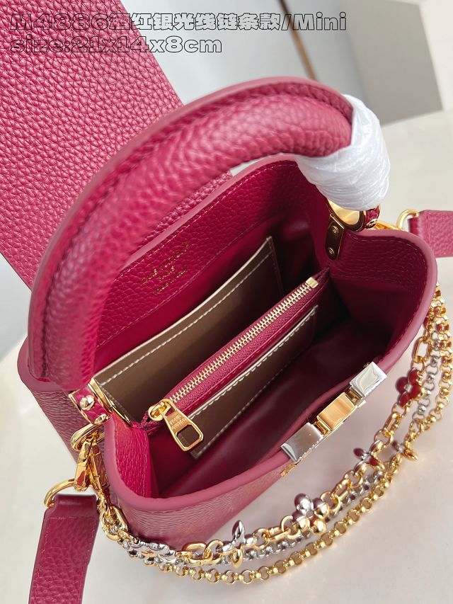 Louis vuitton original calfskin capucines mini handbag M26351 wine