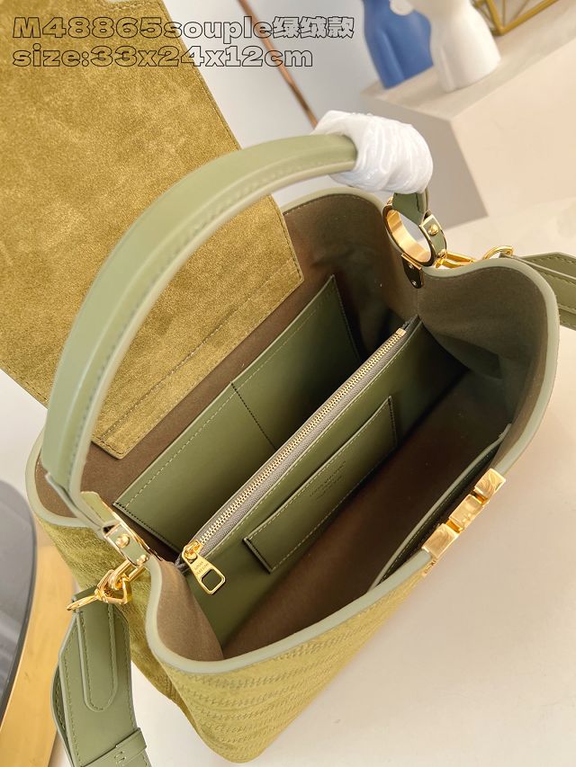 Louis vuitton original suede calfskin capucines MM souple M25485 green