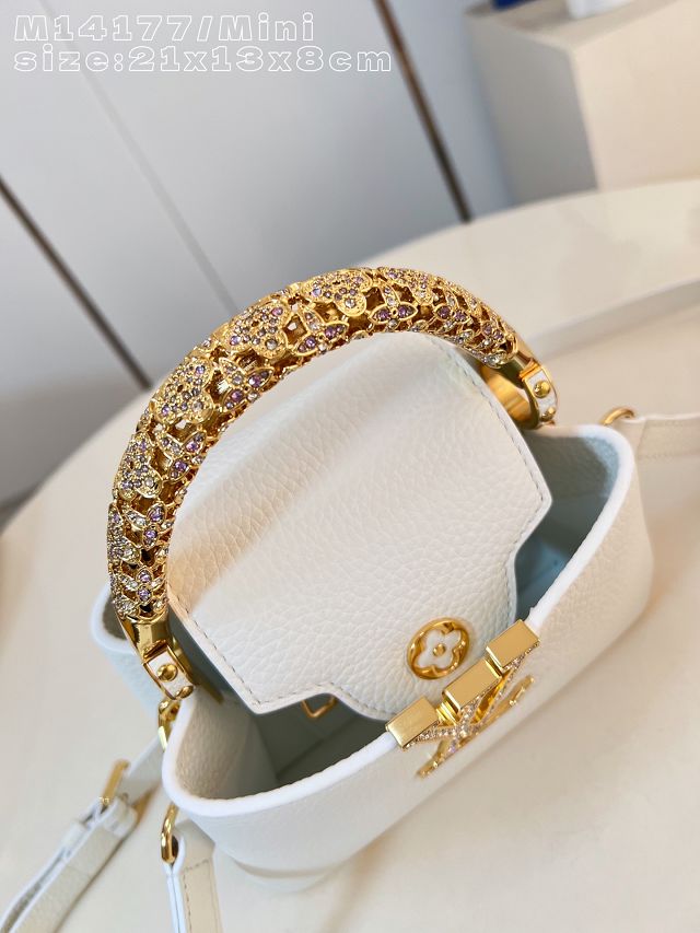 Louis vuitton original calfskin capucines mini handbag M13737 white