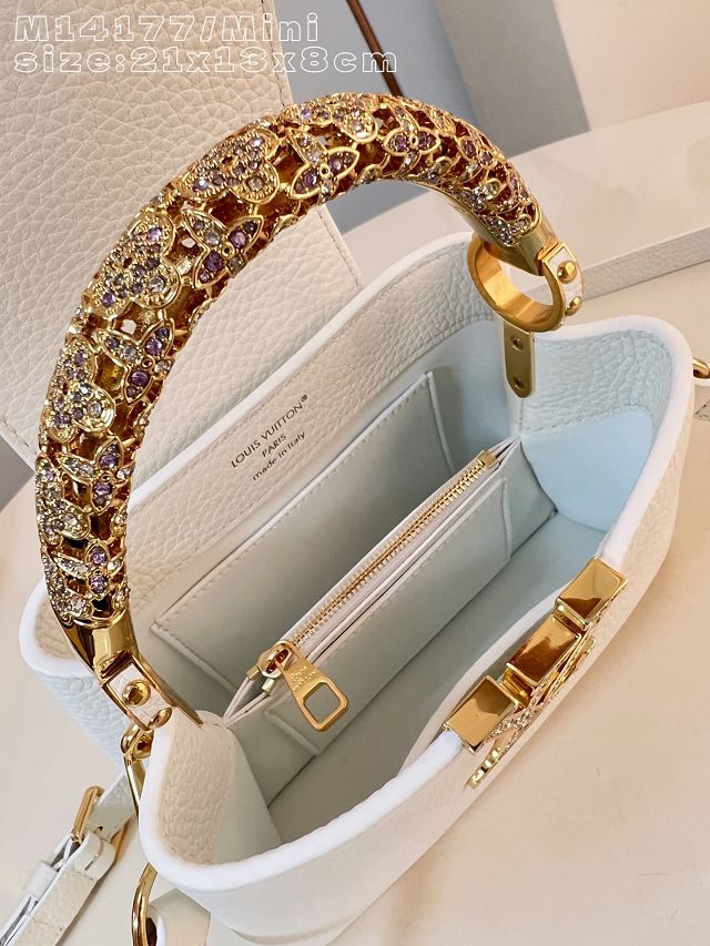 Louis vuitton original calfskin capucines mini handbag M13737 white