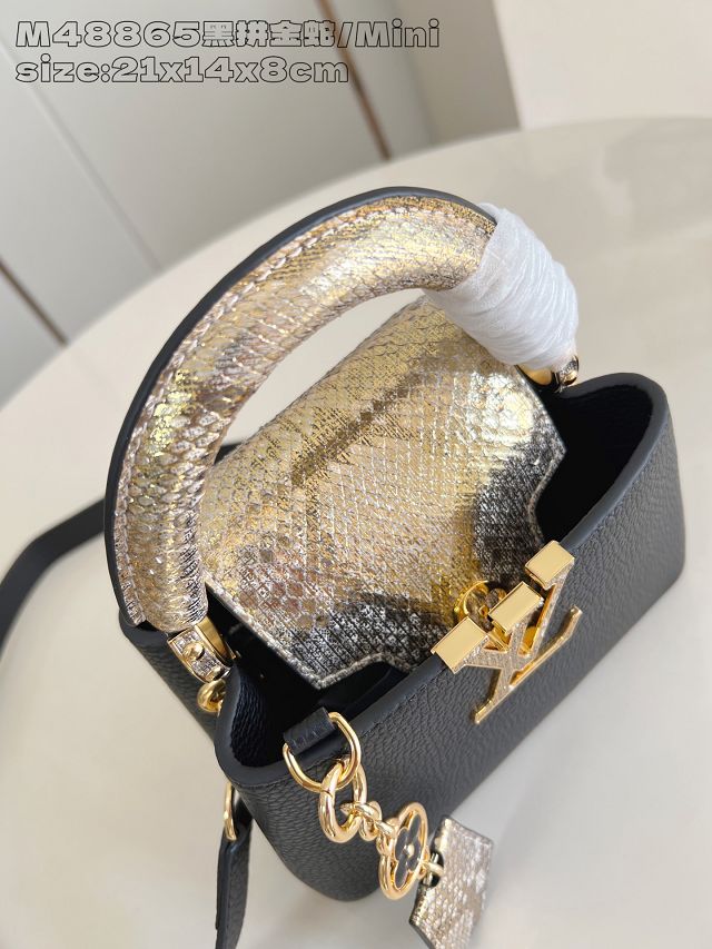 Louis vuitton original calfskin capucines mini handbag N85517 black