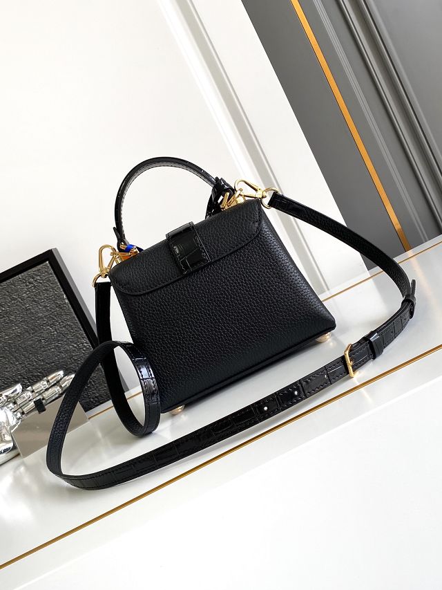 Louis vuitton original calfskin rose des vents mini handbag m86011 black